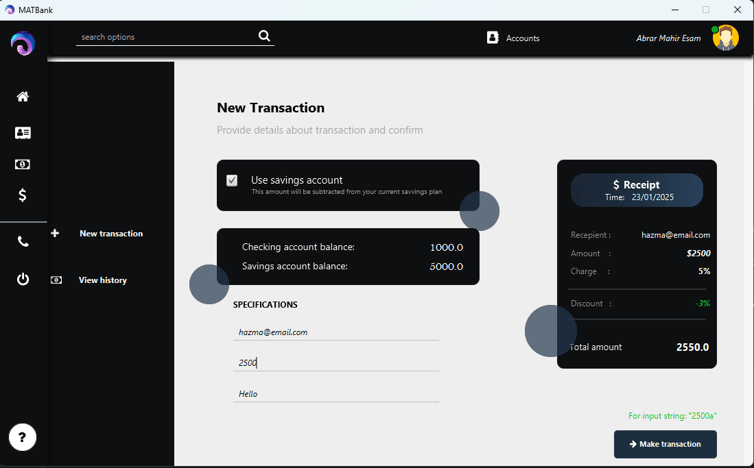 Bank Management System screenshot 2